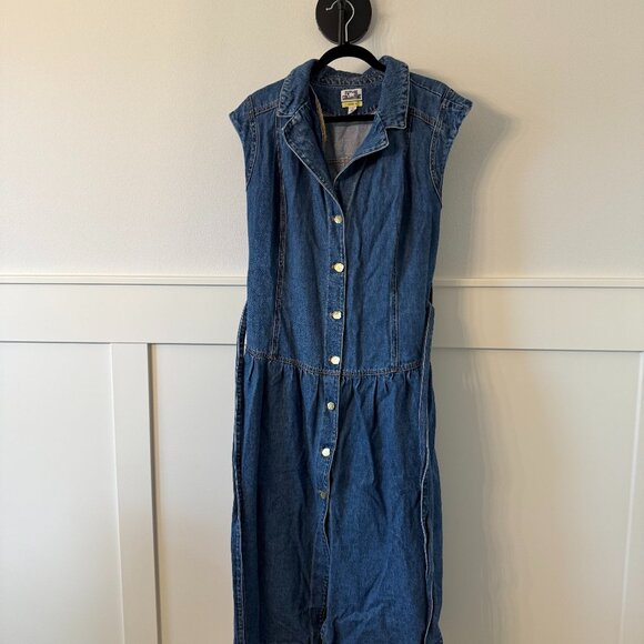 Future Collective x Jenee Nayol-Medium Wash Denim Drop Waist Dress-Size 22 - Picture 1 of 3